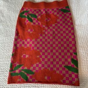 Anthropologie Orange and Pink Floral Pencil Skirt
